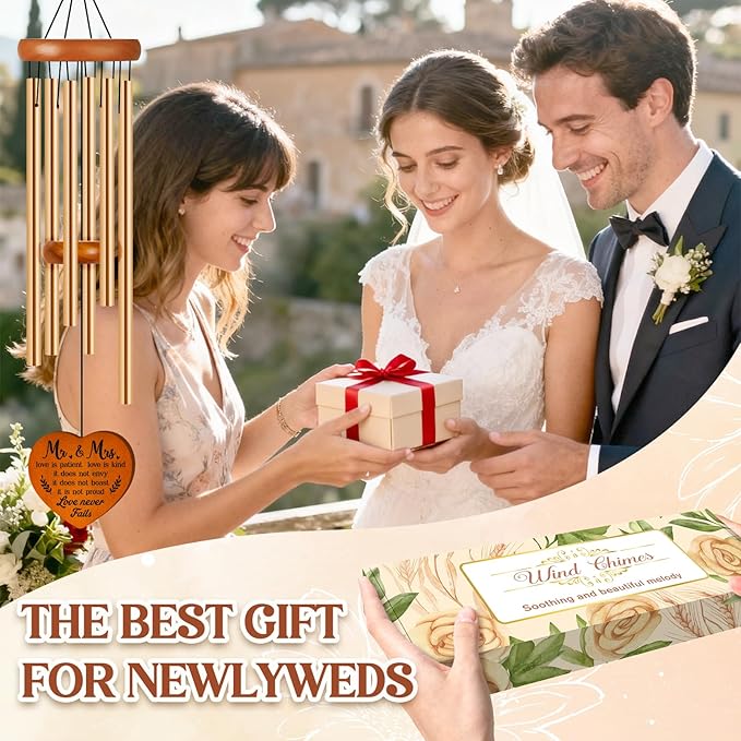 Wedding Gifts for Couples 2026, Mr and Mrs Wind Chimes, Engagement Bridal Shower Gift for Newlywed, Bride, Groom, Wife, Husband, Anniversary Marriage Presents for Couple