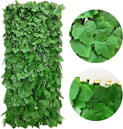 Expandable Faux Ivy Fence Privacy Screen with Artificial Flower,Greenery Expandable Stretchable Covers Panel for Balcony Patio Apartment Garden Outdoor Decor 36X92INCH