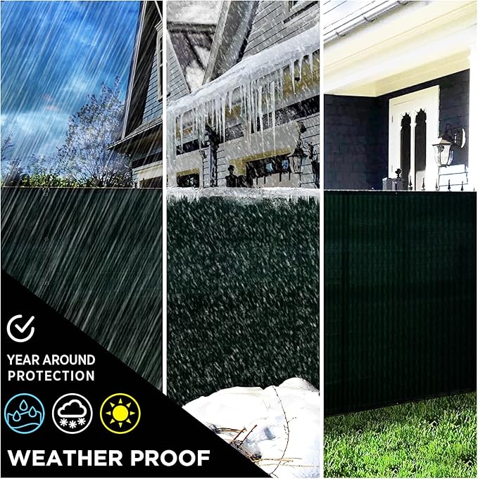 BOEN Privacy Screen Fence Netting Mesh Fabric Windscreen with Reinforced Aluminum Grommets for Garden Fence Or Any Outdoor Metal or Wooden Fencing (5' x 200', Green)