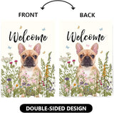 Floral French Bulldog Garden Flag Spring Summer House Flags 28 x 40 Double Sided Flower Dog Yard Flags for Outside Large Outdoor Welcome Flags