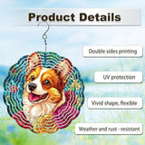 Cute Dog Wind Spinners Outdoor, Hanging Wind Spinner for Garden Decoration, 8 inch 3D Stainless Steel Metal Wind Sculpture for Indoor/Outdoor Decor