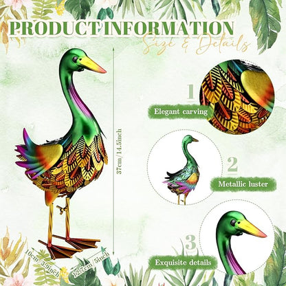 Moxweyeni Mallard Duck Garden Statues, 14.5 Inch Outdoor Duck Metal Yard Decorations, Vivid Mallard Decoys Animal Statues for Indoor Outdoor Garden Pond Backyard Lawn Decoration