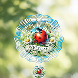 Metal Wind Spinners Outdoor - 3D Ladybug Wind Spinner Flower Yard Decor Kinetic Spinning Hanging Ornaments for Patio Lawn Garden Balcony Chicken Gifts for Women Men Mom Grandma Wife Friends