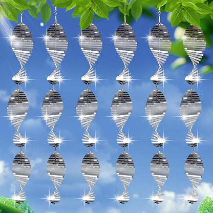 18Pcs Bird Deterrents for Outside, 6 Set Highly Reflective Hanging Wind Spinners Outdoor Metal Bird Reflectors for Outside Garden Decor Lightweight Bird Devices to Scare Birds Away from Yard