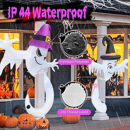 【2025 Latest Release】 Halloween Inflatables Ghost Outdoor Decorations 6FT Double Ghosts Inflatable with 4 LED Lights Cute Blow Up Yard Decor for Outdoor Ghost Decor for Yard Garden Lawn