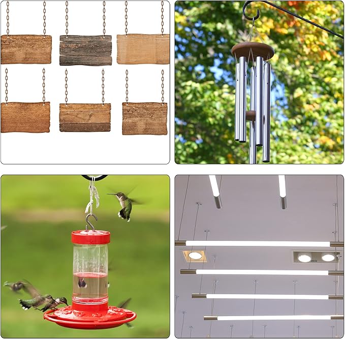 MECCANIXITY Hanging Chain with Snap Clips 19.69 Inch Garden Plant Hangers for Signboard Chalkboard Basket Lantern Wind Chime, Stainless Steel Pack of 6