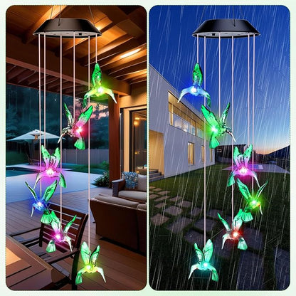 Retisee LED Solar Hanging Wind Chime, Outdoor Mobile Color Changing Light, Home Yard Garden Decoration Automatic Light Gift for Party Women Mom(Hummingbird)