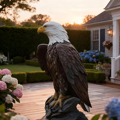 H:24.4 inch Bald Eagle Statue Outdoor, Large Realistic Eagle Sculpture for Garden Decor, Hand-Painted Resin Lawn Eagle Statue, Majestic Yard Art and Patio Decoration