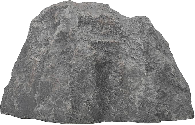 Gardenised Decorative Outdoor Weather-Resistant Artistic Artificial Faux Stone Rock, Garden Patio Granite Grey Fiberglass Stone, Charm Shaped