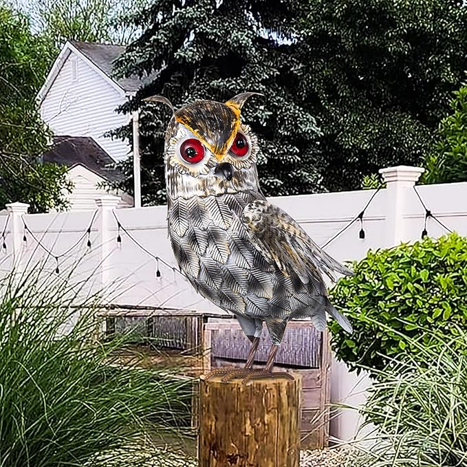 Metal Owl Outdoor Statue, Realistic Owl Garden Statue for Yard Home Lawn Patio Outdoor Decoration