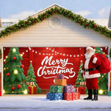 IVN Christmas Garage Door Cover Decoration 13x6ft Snowman Cartoon Trees String Lights Design Merry Christmas Winter Garage Door Banner Home Door Front Yard Decor for Xmas Eve Holiday Outdoor