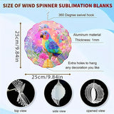 Wind Spinners Colorful Parrot Floral Art 9.8 x 9.8 Inch Metal Wind Spinner Outdoor Garden Decor Vibrant Tropical Bird Illustration Decorative Wind Spinners for Yard Patio