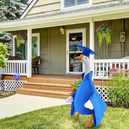 Graduation Goose Outfit for 23'' High Cement Goose Statue, Lawn Porch Clothes Cute Grad Yard Statue Outfit for Patio Outdoor Garden Decoration(Blue)