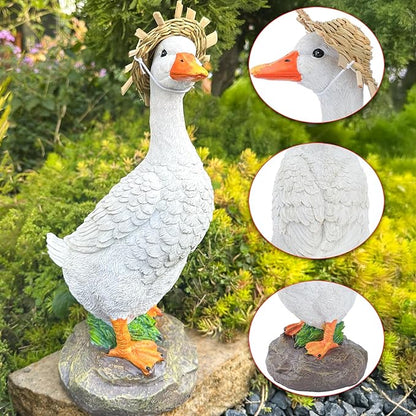 Teaeeno Farm Duck Statues,Real Duck Figurine,Funny Duck Fence Decoration,Outdoor Decor Yard Lawn,Indoor/Outdoor Resin Animal Statue for Home Garden Stairs, Farm, Patio, Backyard