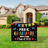 PRE-K Grad Yard Sign - Class of 2026 Preschool Graduate Lawn Sign with Stake School Congrats Graduation Decorations Colorful Graduation Party Favors Supplies Outdoor Photo Booth Props