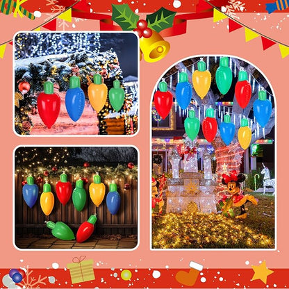 Sosation 12 Pcs 8 Inch Inflatable Christmas Light Bulbs Ornaments Inflatable Christmas Ball Decorations Xmas Large Blow up Light Bulb Decor Outdoor Indoor for Yard Lawn Tree Hanging Porch Garden Home
