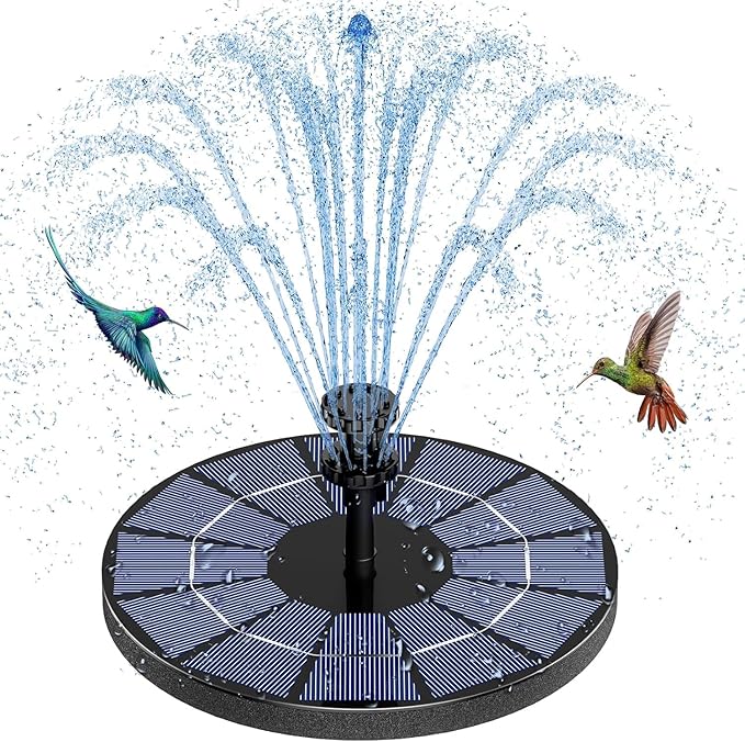 AISITIN Solar Fountain with 3.5 W Solar Panel, Solar Fountain for Bird Bath 1500 mAh Battery - 6 Effects for Pool, Fish Pond, Bird Bath, Garden