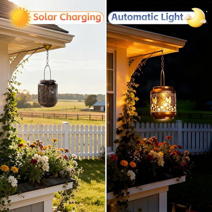 SRNPMIU Solar Lanterns Garden Decor, Solar Light Outdoor Waterproof, Hummingbird Hanging Lantern Lights for Women Mom Grandma, Yard Decorations Lanterns for Yard, Patio, Backyard, Porch