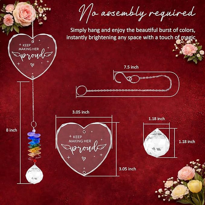 Memorial Suncatcher Sympathy Gift for Loss of Mother - Crystal Rainbow Maker - Bereavement Keepsake - Hanging Crystal Decor - Loss of Mom - Daily Remembrance