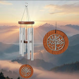 Woodstock Chimes Signature Collection, Woodstock Habitats Chime, 17'', Silver, Teak, Tree of Life Wind Chimes for Outdoor, Patio, Home or Garden Decor (HCTT)