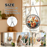 7.88'' Stained Glass Window Hanging, Colorful Rabbit Sun Catchers Glass Panel Flowers Bunny Suncatcher Decor with Hook Chain for Mother's Day Birthday for Women, Men, Wife, Aunt, and Mom