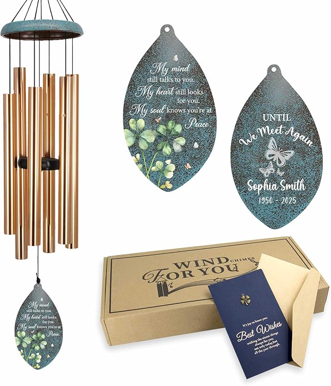 ASTARIN 35" Butterfly Personalized Wind Chimes for Loss of Loved One, Sympathy Gifts for Loss Mom Dad, Windchimes in Memory of a Loved One, Custom Name Outdoor Wind Chime(Produced in USA)