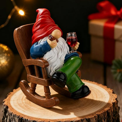 Toncoke Garden Gnomes for Outdoor, 7 Inch Gnomes Decorations for Yard, Gnome Garden Decor for Home Patio Lawn, Gnomes Gifts for Women Spring Summer Christmas Halloween (Rocking Chair & Wine Glass)