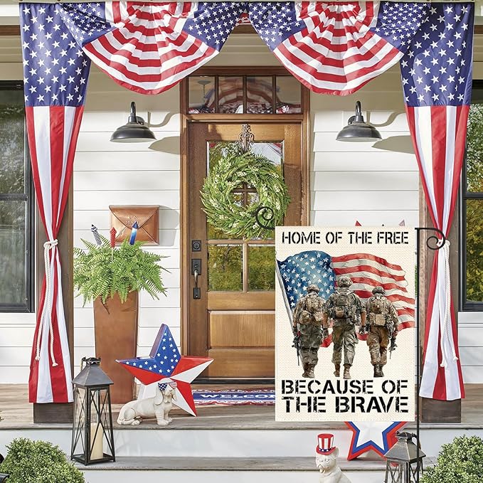AVOIN colorlife Memorial Day Patriotic Garden Flag 12x18 Inch Double Sided Outside, USA Military Soldiers Veteran 4th of July Yard Outdoor Decoration
