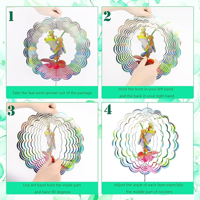 Lotus Frog Wind Spinners,Hanging Decor Outdoor, Outdoor Garden Decor, Wind Chimes for Outside, Wind Spinners Outdoor Hanging ValentinesDecor, Unique Gifts for Women, Valentines Decorations