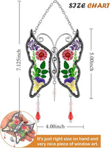 KY&BOSAM Butterfly Suncatchers DIY Stained Glass Suncatcher for Windows Ornament Wind Chime with Pressed Flower Embedded in Glass Birthday Gifts for Mom Mother`s Valentine's Day