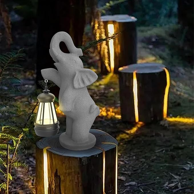 Elephant/Cat Sculpture Lantern Decor - Outdoor Lanterns&Indoor Statue Decorations for Garden,Yard,Porch,Home,Balcony - Gifts for Birthdays,Christmas,Children,Friends,Family,Mom,Women (W - Elephant2)