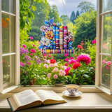 Book Flower Butterfly Ornaments Colorful Window Hanging Decorations Home Wall Decor for Indoor Outdoor