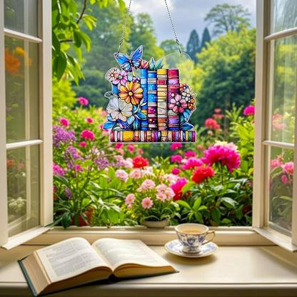 Book Flower Butterfly Ornaments Colorful Window Hanging Decorations Home Wall Decor for Indoor Outdoor