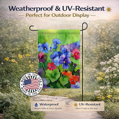 Caroline's Treasures Illinois Violet in Watercolor Garden Flag Mailbox Flag Decorative Yard Flag Banner Outside Patio Artwork Yard Flower Beds, Garden Size, Multicolor