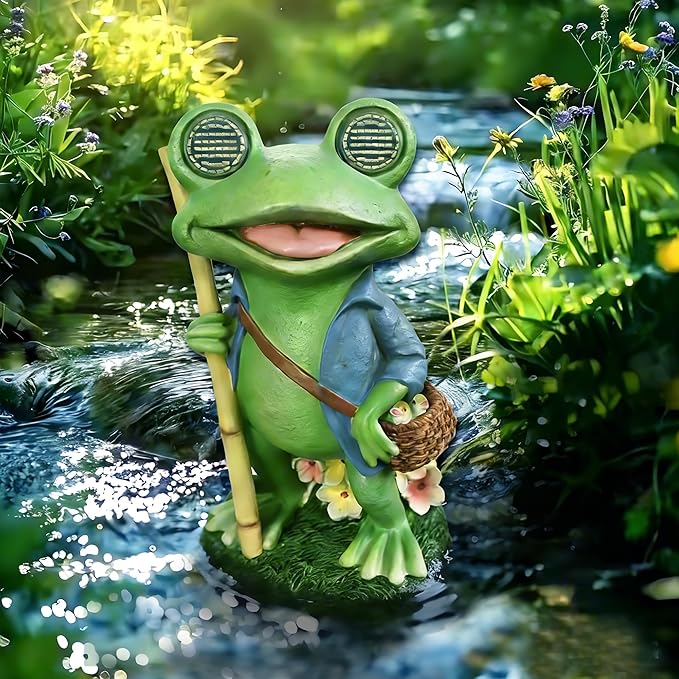 Resin Frog Statue for Fairy Gardens, Outdoor Sculptures, Patio and Lawn Ornament - Gardening, Housewarming or Home Decor