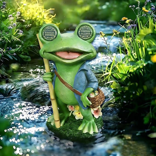Resin Frog Statue for Fairy Gardens, Outdoor Sculptures, Patio and Lawn Ornament - Gardening, Housewarming or Home Decor