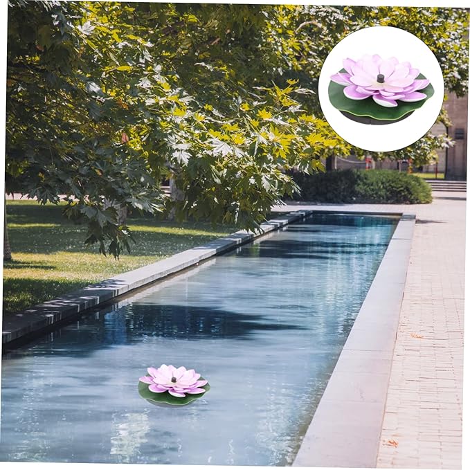 Totority Solar Floating Fountain Water Lily Pond Decor Solar-Powered Lotus Pad Fountain for Outdoor Garden Pool and Backyard Waterscape Eco-Friendly and Easy to Use 6.69X6.29X1.96In