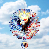 American Eagle Wind Spinner - 3D Flag Pattern Wind Spinners Outdoor Stainless Steel Kinetic Art Spinning Decor 12 Inch 250 Anniversary Hanging Ornaments for Patio Lawn Garden Yard Balcony