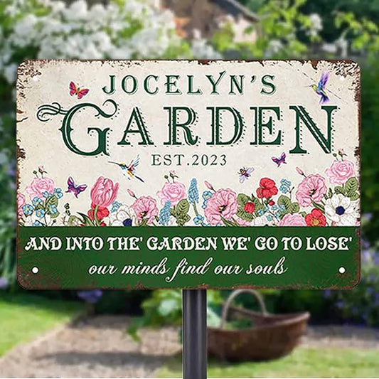 Personalized Metal Signs with Name Made in USA Custom Vintage Garden Sign Waterproof Vintage Decorative Metal Print for Wall Decor Customized Home Garden Ideas Gifts Artwork Prints for Yard Ourdoor