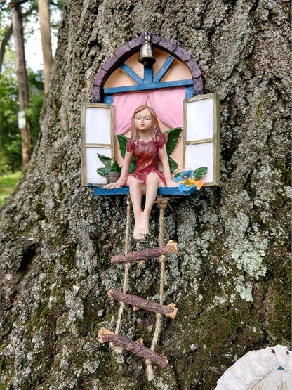 Fairy Angel Statue Garden Tree Decoration Resin Angel Figurine Wall Hanging Decor Outdoor Garden Decor for Lawn Yard Patio Windowsill Garden Gifts