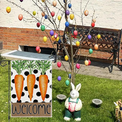 1Pcs Easter Garden Flag 12x18 Inch, Double Sided Weatherproof Garden Flag for Outside, Cute Carrot Yard Banner, Welcome Garden Flag, Spring Lawn Sign, Easter Garden Flags for Outdoor Decor