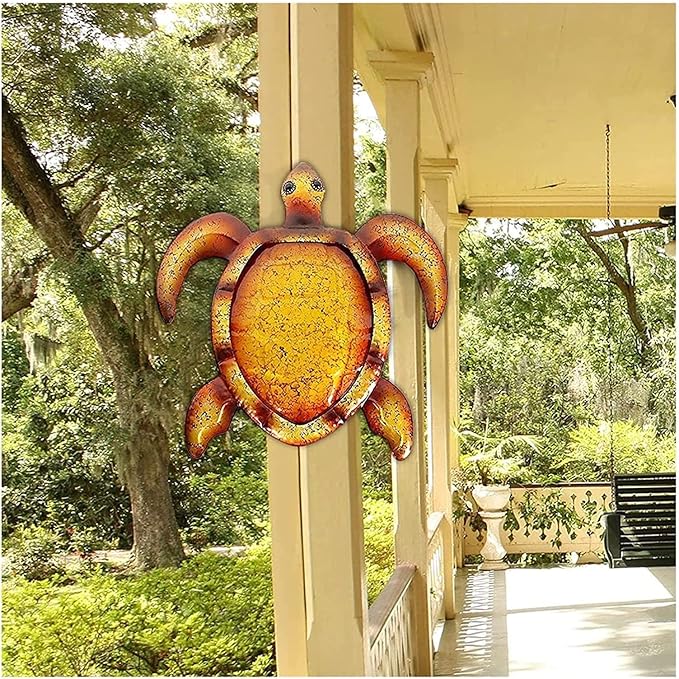 Sculpture Tabletop Metal Turtle Wall Decor Bathroom Glass Art Iron Sculpture Outdoor Blue Hanging Bedroom Patio Porch Or Fence