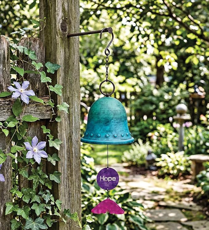 Regal Art & Gift Wind Bell for Outdoor and Garden Use | Decorative Hanging Bell with Soothing Chime Tones for Porch, Patio, Balcony, or Yard Décor | Steel Construction | Hope | 22 Inch