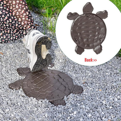 Sungmor Cast Iron Turtle Stepping Stones, Sturdy Metal Stepping Mat for Front Door, Outdoor Walkway Decorative Statue, Garden Path Pavers for Yard Lawn Landscaping