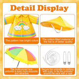 DECOHS 3 Pcs/Set Raincoat Porch Goose Outfits, Summer Lawn Goose Statue Raincoat Costume, Yard Goose Clothes Raincoats Umbrella Hat Outfit for 23" Statue Patio Garden Decoration (Yellow Rainbow)