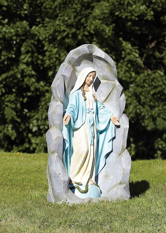 Roman - Our Lady of Grace Grotto, 36" H, Garden Collection, Resin and Stone, Decorative, Gift, Home Outdoor Decor, Durable, Long Lasting, Unique Design