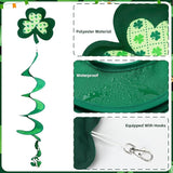 NOVWANG St Patrick's Day Wind Spinner, Green Shamrock Windsock Patrick Day Hanging Decorations Weather-Proof Polyester Irish Ornament for Garden, Patio, Lawn Hanging Decorations