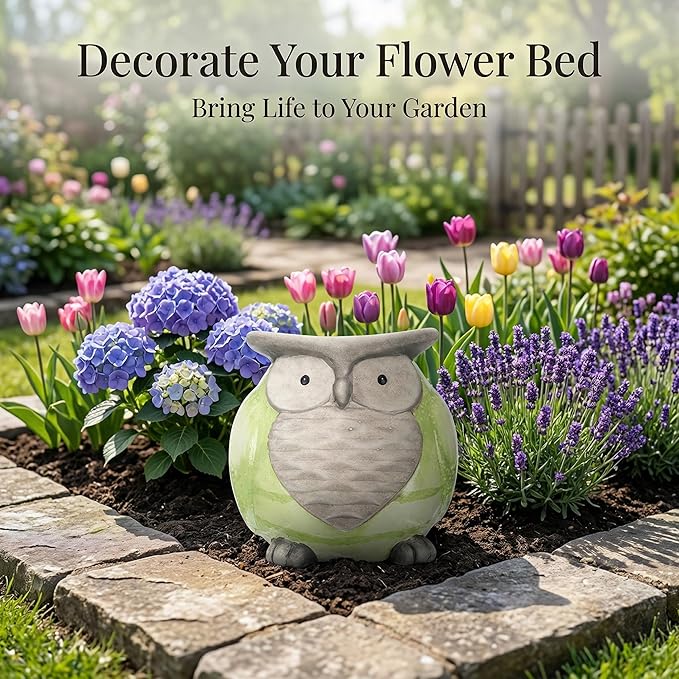 Topadorn Ceramic Owl Statue for Garden Décor,Garden Statue Figurine Tableshelp Ornaments Statues