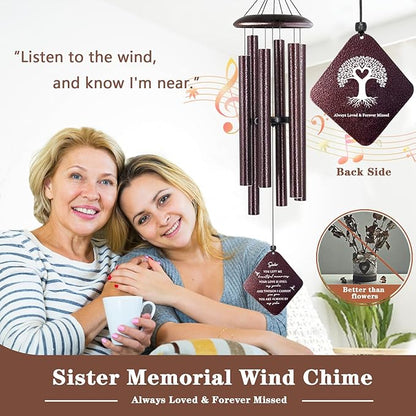 Memorial Gifts for Loss of Sister, 32" Sympathy Wind Chimes in Memory of Sister Sympathy Gift