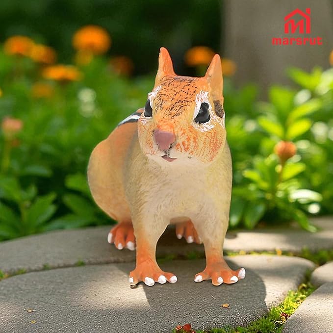 Chipmunk Figurine Sculpture for Home Decor, Chipmunk Animal Miniature Statue Figurine Model, Realistic Weather-resistant Figurines Statues for Lawn Yard Patio Porch Garden Decoration, Plastic Material